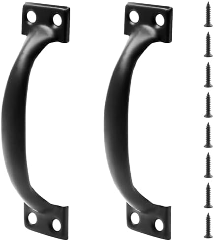 Sturdy Rustic 6 Gate Handle Pulles for Outdoor Garage Farmhouse Black