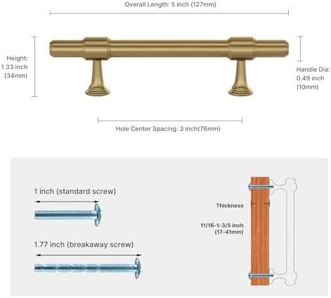 Haliwu 10 Pack Champagne Bronze Cabinet Pulls 1