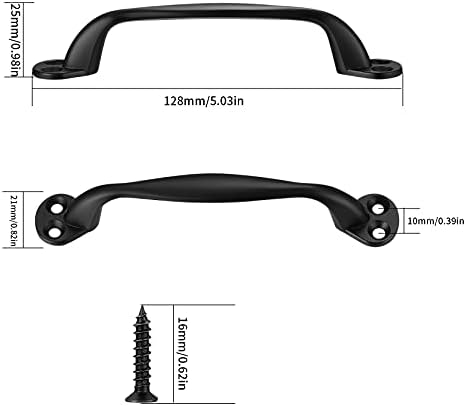 4 Pcs Black Cast Iron Barn Door Pull Handles