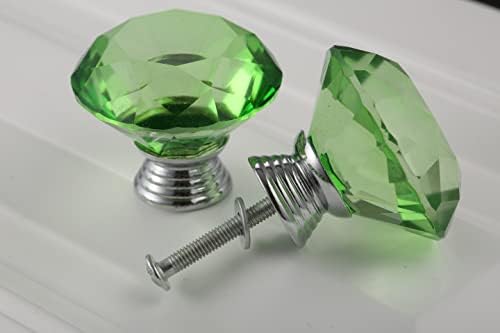 Mtsooning 40mm Green Crystal Knob 2PCS Set