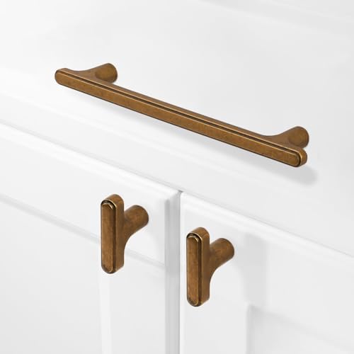 10-Piece Antique Brass Cabinet Pulls with Simple Installation
