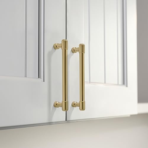 10-Piece Set of Brushed Brass Cabinet Pulls