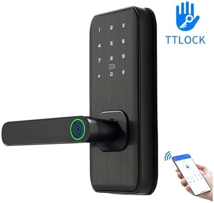 FJZKTEG TTLock APP Smart Deadbolt Latch Lock with Fingerprint Key Security