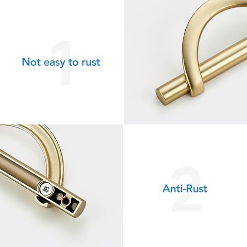 Brushed Brass Cabinet Pulls 5 Inch Hole Center 128 mm 10 Pack