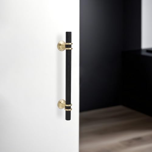 10-Piece 5 Knurled Matte Black Brushed Gold Cabinet pulls