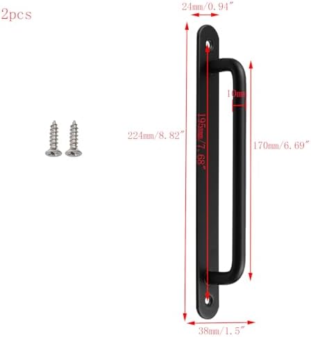 2pcs Stainless Steel Barn Door Handles with Plates and Screws
