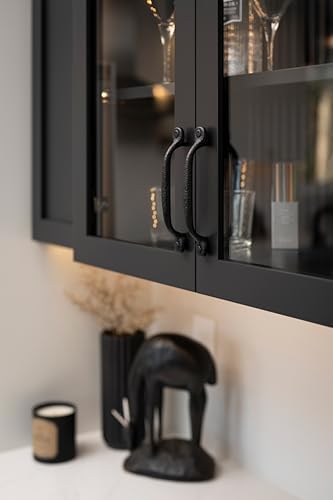 Premium Solid Core Kitchen Cabinet Pulls Black Iron