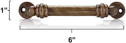 CRAFTSMAN ROAD 6 Inch Antique Brass Cast Iron Pull Handles Set of 4
