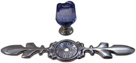 4 Pack Rose Flower Crystal Knobs with Plate for Cabinets and Drawers