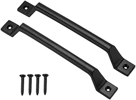 CRAFTSMAN ROAD Black Cast Iron Pull Handles 9 Inch Set of 2