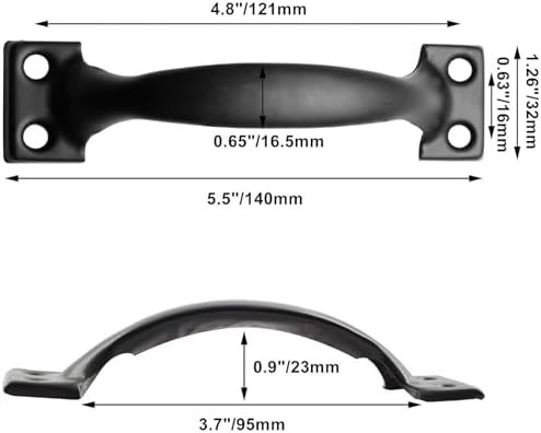 Sturdy Rustic 6 Gate Handle Pulles for Outdoor Garage Farmhouse Black