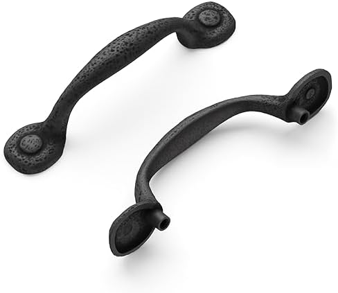 Premium Solid Core Kitchen Cabinet Pulls Black Iron