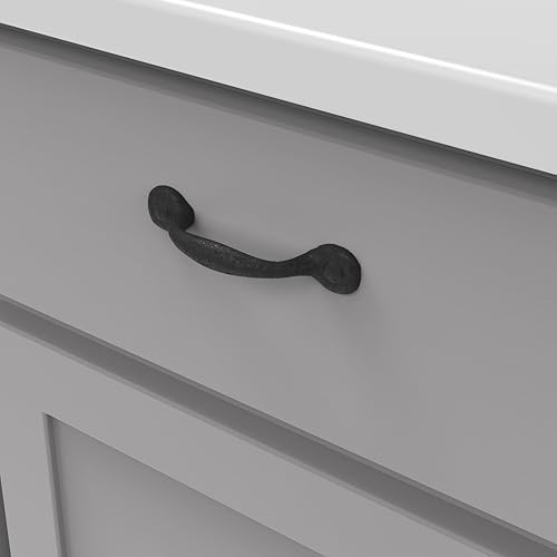 Premium Solid Core Kitchen Cabinet Pulls Black Iron