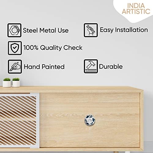 India Artistic Rust- Free Metal Contemporary Drawing Knobs Set of 10 White