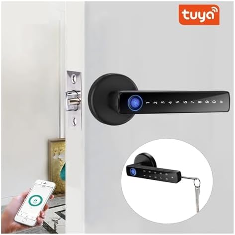 FJZKTEG Biometric Door Lock with Password Fingerprint Security Silver