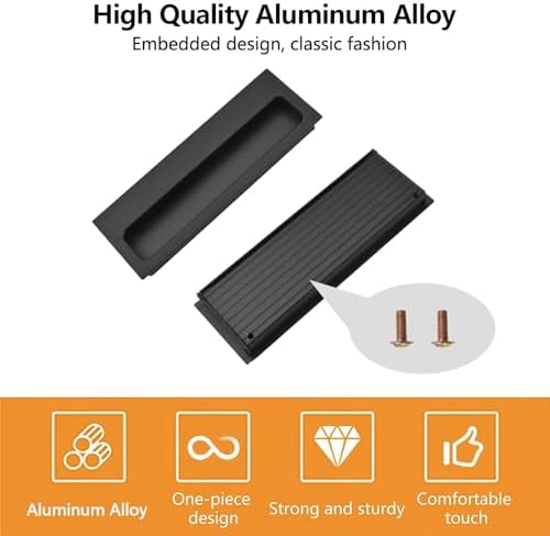 MOROBOR Aluminum Alloy Flush Pull Handles 2PCS Black