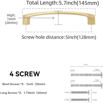 10 Pack 5 Inch Brushed Gold Cabinet Pulls