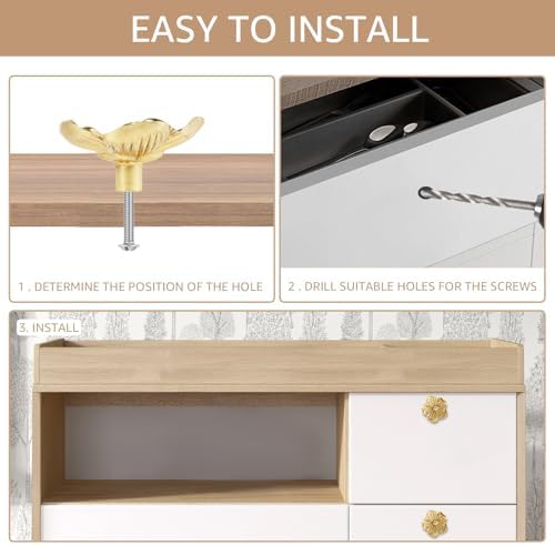 Elegant Gold Flower Cabinet Drawer Knobs