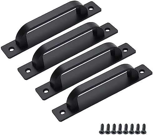 Coshar 4-Piece 5-Inch Matte Black Cabinet Pulls with Base Plate