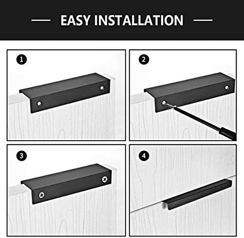 LC LICTOP 8 Inch Matte Black Finger Pull with Screws 4Pcs