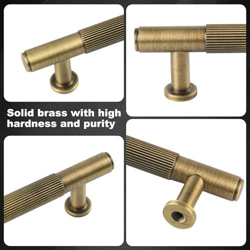 5-Piece Antique Brass Kitchen Cabinet Pulls for Drawers Cabinets
