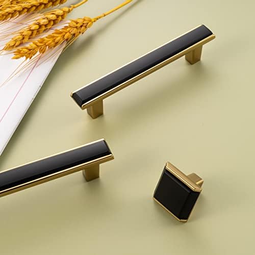 BEROSSA Black and Gold Cabinet Pulls 5 Inch Screw Spacing Pack of 10