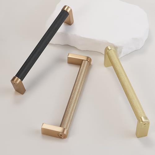 5-Inch Knurled Kitchen Cabinet Pulls - Black Champagne Bronze Finish