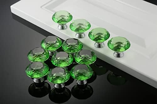 Mtsooning 40mm Green Crystal Knob 2PCS Set