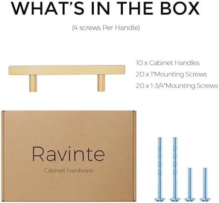 Ravinte 10-Piece Brass Cabinet Handle Set