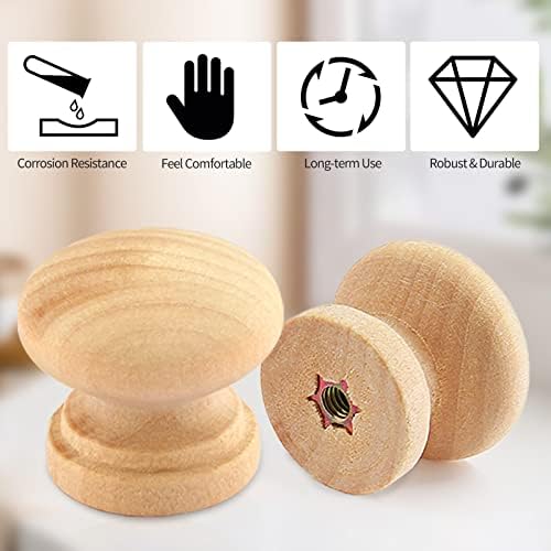 12Pcs Unfinished Wood Knobs Mushroom Shape Drawer Cabinet Knobs Premium Solid Wood Pulls