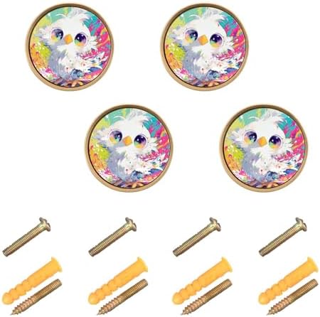 Customizable Cartoon Cute White Bird Knobs for Bookcases Pack of 4