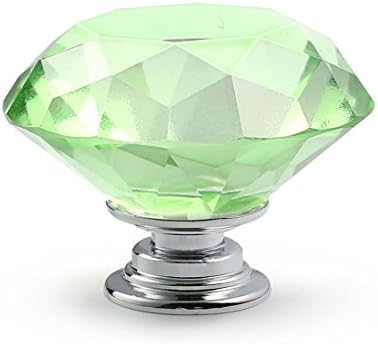 10-Piece 40mm Diamond Crystal Glass Pull Handle Cabinet Knobs Green
