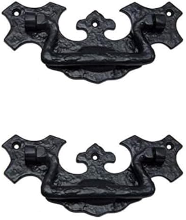 Adonai Hardware Phicol Antique Cast Iron Drop Pulls 2 pack Matte Black