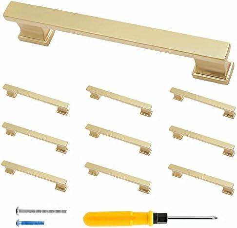 Modern brushed Satin brass 10 Pack 5 Drawer Pulls