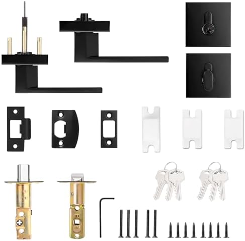 Probrico Matte Black Exterior Door Locksets with Deadbolt Set