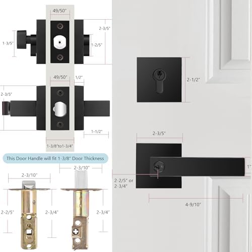 Probrico Matte Black Exterior Door Locksets with Deadbolt Set