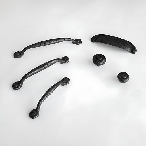 Premium Solid Core Kitchen Cabinet Pulls Black Iron