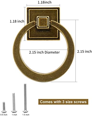 6 Pack Antique Brass Cabinet Pulls 215 Inch Diameter 1