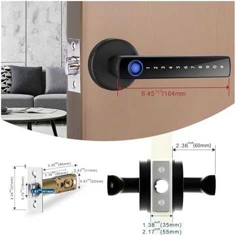 FJZKTEG Biometric Door Lock with Password Fingerprint Security Silver