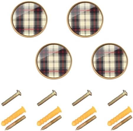 etherSpher Scotland Buffa Plaid Cabinet Pulls Knobs 4-Pack Gold Alto