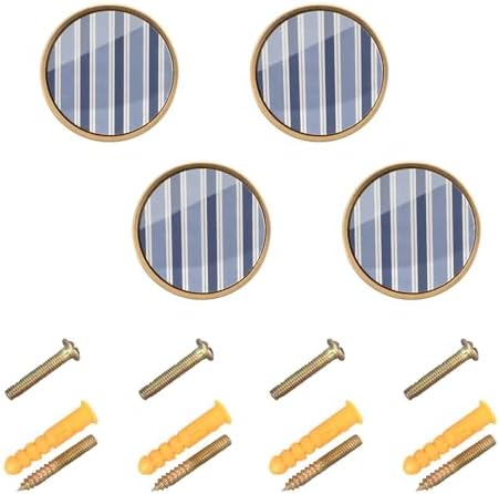 Customizable Blue Vertical Stripes Wall Knobs for Chest of Drawers 4 Pack