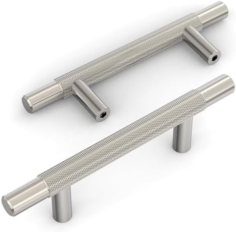 Amerdeco 10 Pack Satin Nickel Knurled Cabinet Pulls