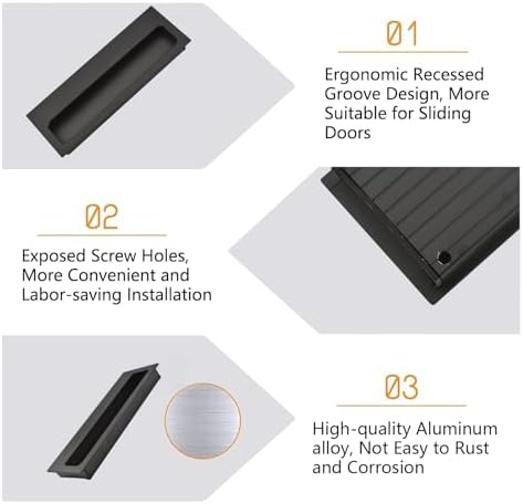 MOROBOR Aluminum Alloy Flush Pull Handles 2PCS Black
