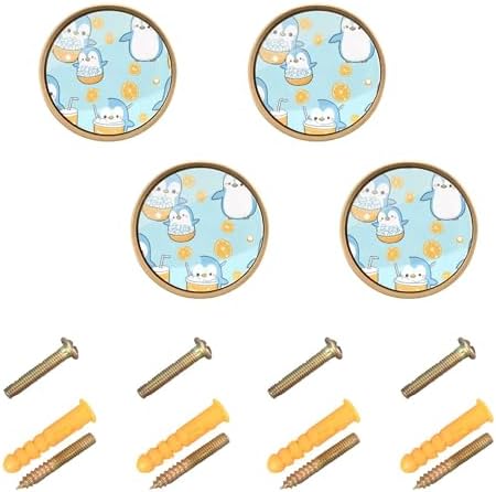 XC Blue Penguins 4 Pcs Cabinet Knobs