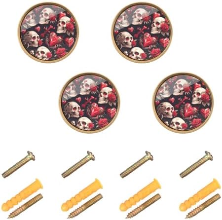 Valentines Day Gift 4 Pack Gold Skull Cabinet Knobs