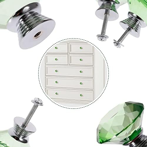 Mtsooning 40mm Green Crystal Knob 2PCS Set