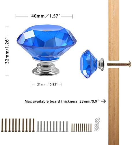 10-Piece Diamond Crystal Glass Pull Handle Cabinet Knobs