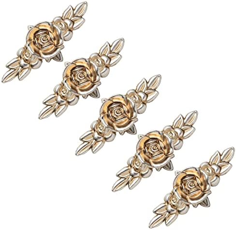 Elegant Rose Knobs - 5-Piece Set for Cabinets with Backplate