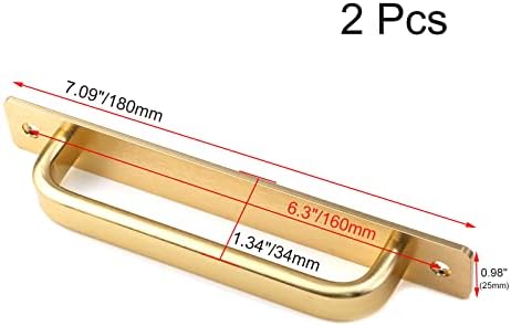 2pc Barn Door Handles Aluminum Alloy Flush Flat Base Gold Kitchen Cabinets