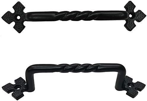7 Inch Twisted Cross Cabinet Handle Black Antique Finish